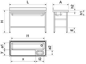 Dibujo técnico: Mesa inox de preparación de verduras Fricosmos 1400x600x850 mm