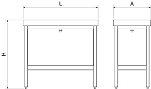 Dibujo técnico: Mesa inox para exposición de marisco Fricosmos