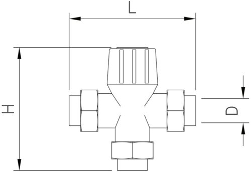 Dibujo técnico: Mezclador antiretorno M-M-M 1/2" Fricosmos