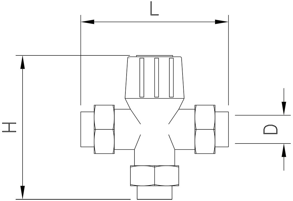 Dibujo técnico: Mezclador antiretorno M-M-M 1/2" Fricosmos