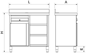 Dibujo técnico: Mueble cafetero inox básico Fricosmos