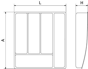 Dibujo técnico: Organizador de cubiertos para cajones Fricosmos 245x330x48 mm