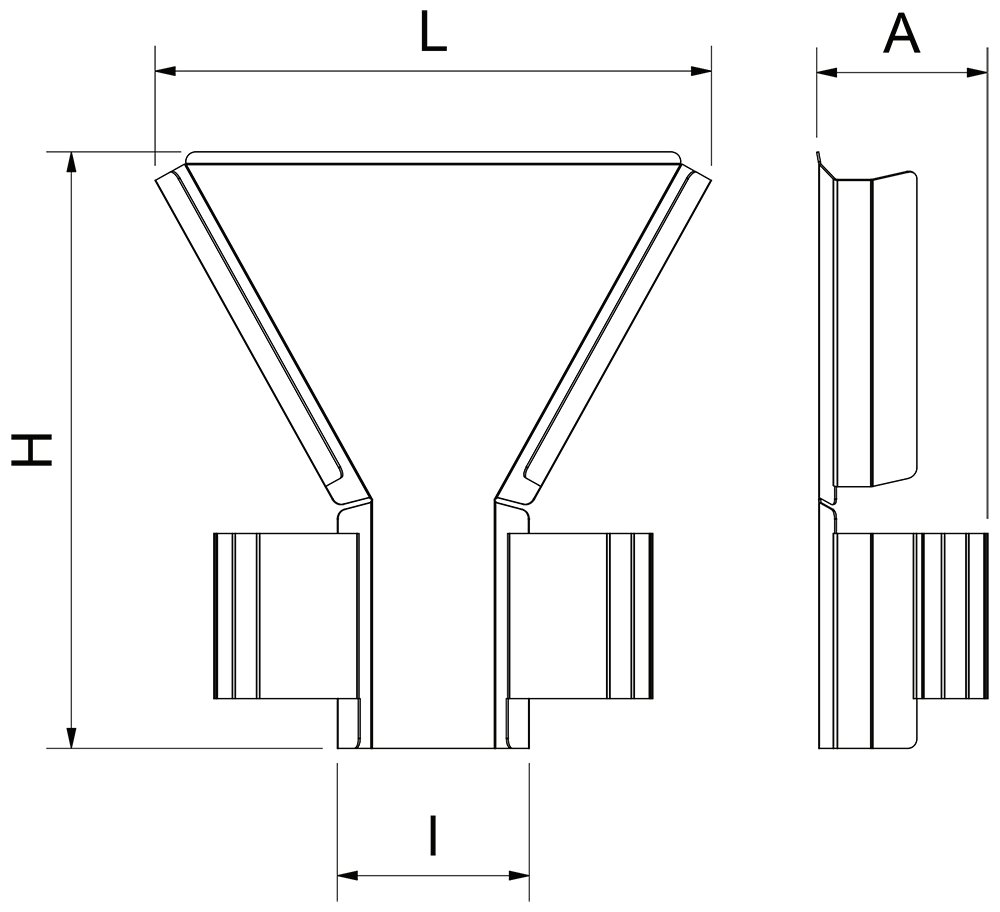 Dibujo técnico: Pala inoxidable para patatas fritas con dos asas Fricosmos