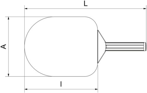 Dibujo técnico: Pala lisa para pizza mango corto acero inoxidable Fricosmos