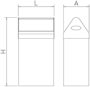 Dibujo técnico: Papelera basculante en acero inox Fricosmos