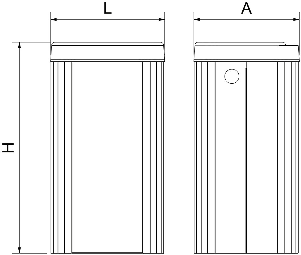 Dibujo técnico: Papelera de acero inoxidable 18 l con tapa automática contactless Fricosmos