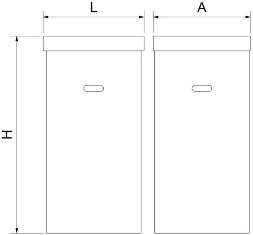 Dibujo técnico: Papelera de cartón para eventos 128 l Fricosmos