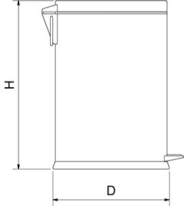 Dibujo técnico: Papelera inox con tapa y pedal Fricosmos 11 l
