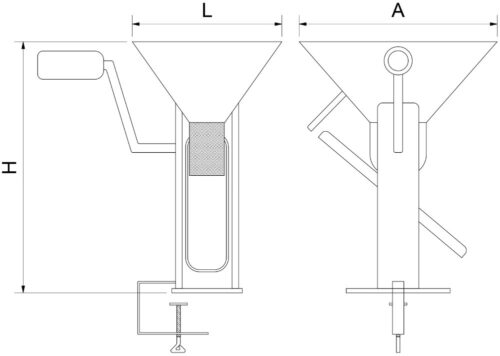 Dibujo técnico: Picador de tomate inox a manivela Fricosmos