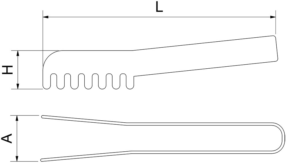 Dibujo técnico: Pinza para servir espaguetis acero inox Fricosmos