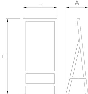 Dibujo técnico: Pizarra de LED con atril Fricosmos 540x350x1200 mm