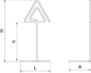 Dibujo técnico: Portaprecios en varilla inox Fricosmos 75x55x165 mm
