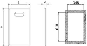 Dibujo técnico: Puerta inox para mueble profesional Fricosmos