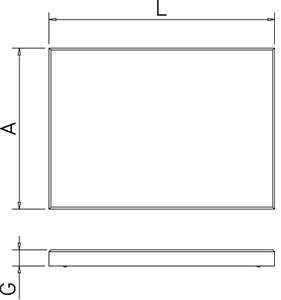 Dibujo técnico: Repuesto de fibra de polietileno de alta densidad estándar sin tacos Fricosmos 1500x300x20 mm