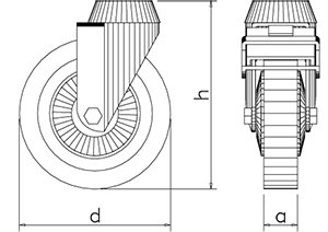 Dibujo técnico: Rueda para temperaturas extremas en acero inoxidable 100 mm Fricosmos