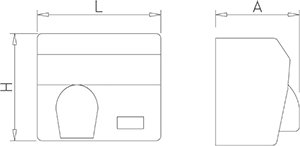 Dibujo técnico: Secamanos inox con pulsador y tobera Fricosmos