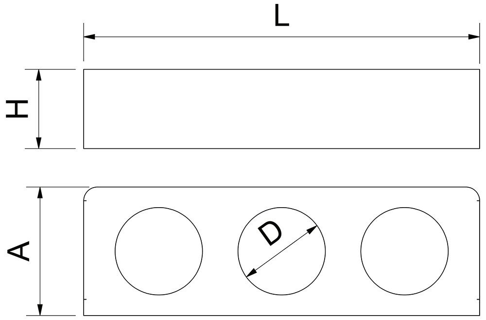 Dibujo técnico: Soporte organizador de acero inoxidable para 3 salsas Fricosmos