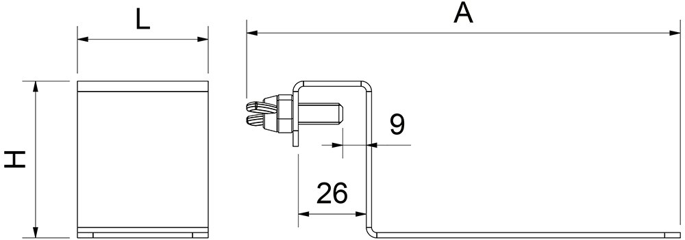 Dibujo técnico: Soporte para espadas de espetos y brochetas en acero inoxidable reforzado Fricosmos