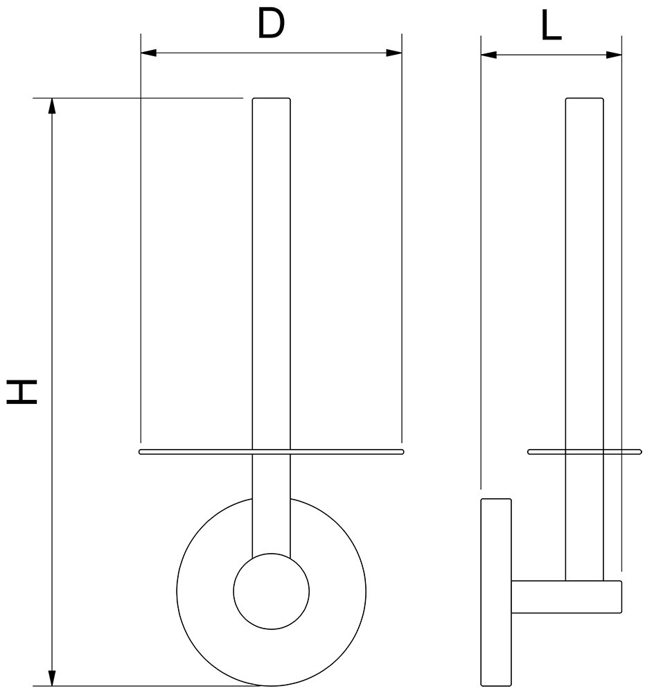 Dibujo técnico: Soporte para rollo de papel WC de repuesto Serie Black Fricosmos