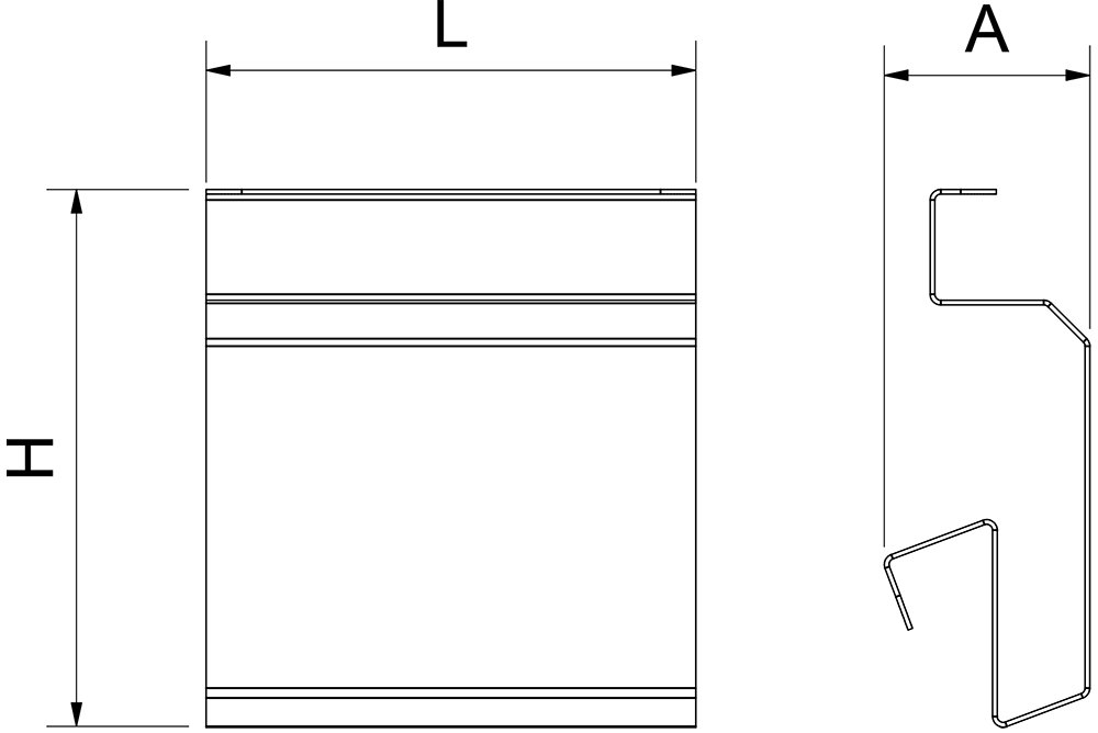 Dibujo técnico: Soporte para tapa de cubeta Gastronorm Fricosmos 83x35x91 mm