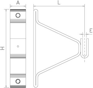 Dibujo técnico: Soporte puente inox con trasera para pletina Fricosmos 240x40x290 mm
