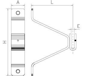 Dibujo técnico: Soporte puente inox sin trasera para pletina Fricosmos 135x40x200 mm
