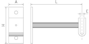 Dibujo técnico: Soporte recto inox de pletina para atornillar Fricosmos 100x40x100 mm