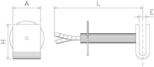 Dibujo técnico: Soporte recto inox de pletina para recibir Fricosmos 130x40x50 mm