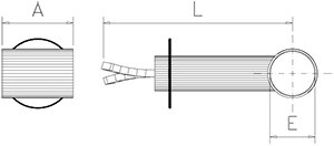 Dibujo técnico: Soporte recto inox de tubo para recibir Fricosmos 130x60 mm
