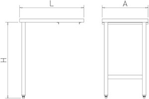 Dibujo técnico: Soporte sobre mostrador inox para cortadora de fiambre Fricosmos