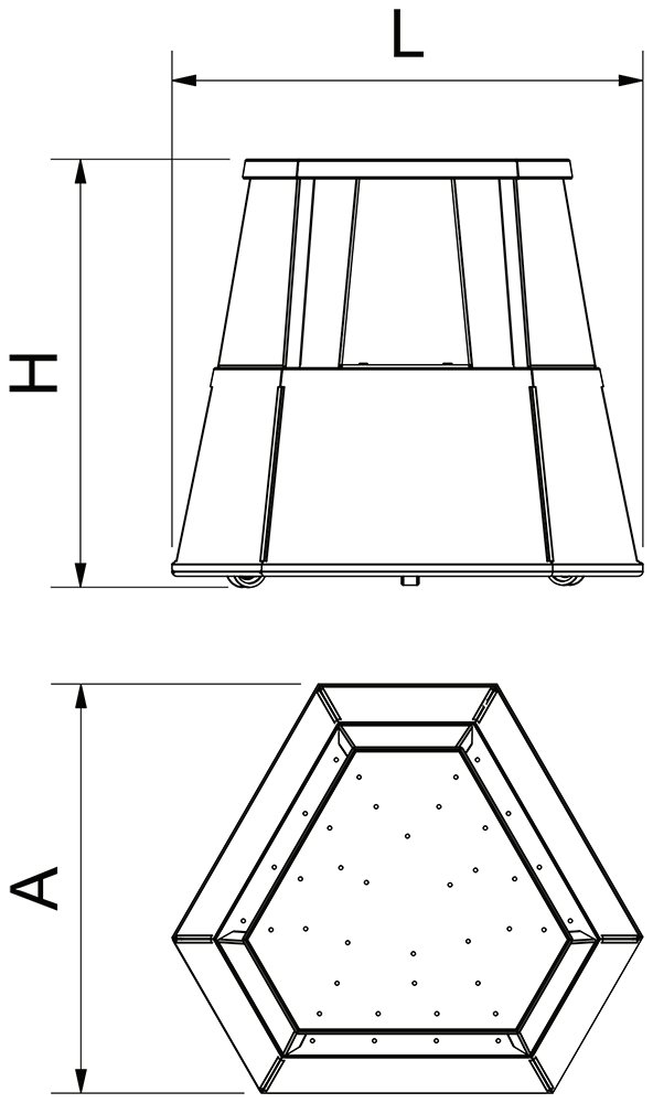 Dibujo técnico: Taburete rodante profesional en acero inoxidable Fricosmos