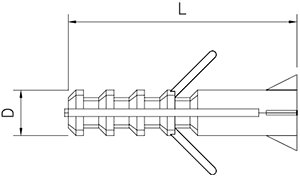 Dibujo técnico: Taco de plástico nylon Fricosmos 40 mm