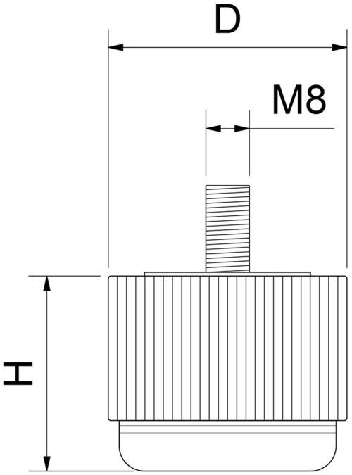 Dibujo técnico: Taco fijo para pata de mesa M8 Fricosmos
