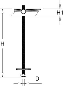 Dibujo técnico: Taco galvanizado para techo tipo balancín Fricosmos øM8x200 mm