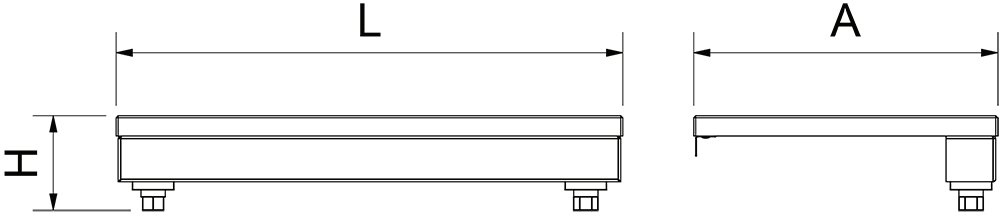 Dibujo técnico: Tajo expositor de fibra azul para mostrador de pescadería Fricosmos 500x300x93 mm