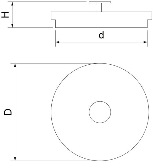Dibujo técnico: Tapa inoxidable para cubeta de heladería Fricosmos ø225x55 mm