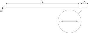 Dibujo técnico: Tapajuntas inox Fricosmos 2000x47x3 mm