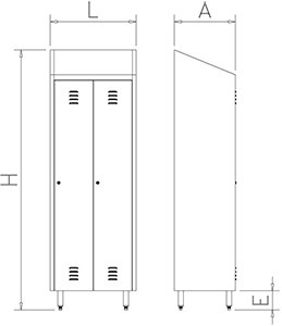Dibujo técnico: Taquilla grande inox 3 puertas Fricosmos