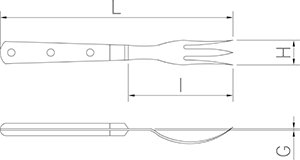 Dibujo técnico: Tenedor de mesa Fricosmos