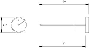 Dibujo técnico: Termómetro analógico para horno de leña hasta 500 °C Fricosmos