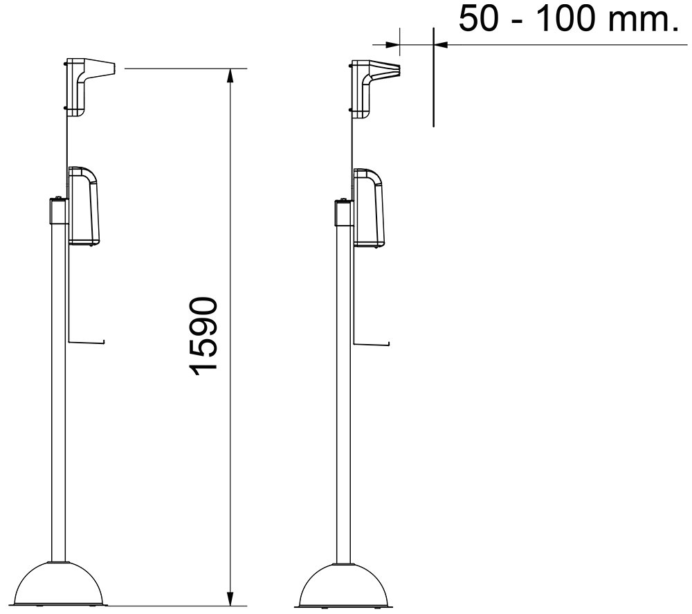 Dibujo técnico: Termómetro infrarrojo con adaptador para columna Fricosmos
