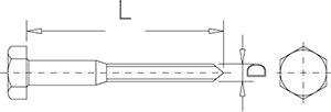 Dibujo técnico: Tirafondo inox de cabeza hexagonal Fricosmos 40 mm