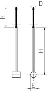 Dibujo técnico: Tirante de techo inox de tubo con varilla roscada Fricosmos øM14x150 mm