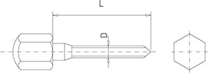 Dibujo técnico: Tornillo inox barraquero con embellecedor 65x10 mm Fricosmos