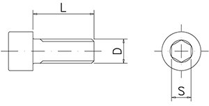 Dibujo técnico: Tornillo inox cabeza Allen rosca métrica Fricosmos 25 mm
