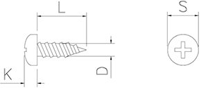 Dibujo técnico: Tornillo rosca chapa inox Fricosmos 22 mm