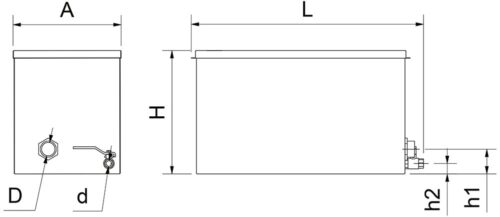 Dibujo técnico: Trampa de grasas acero inoxidable 49 l Fricosmos