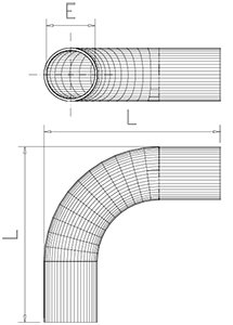 Dibujo técnico: Tubo inox en escuadra Fricosmos 210 mm