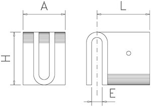 Dibujo técnico: U en forma de T inox Fricosmos 50x40x50 mm