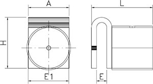 Dibujo técnico: U mixta en forma de T inox Fricosmos 60x40x50 mm